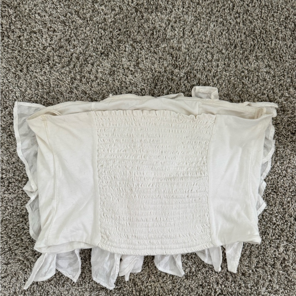 White Anthropologie ruffle tube top - Picture 2 of 3